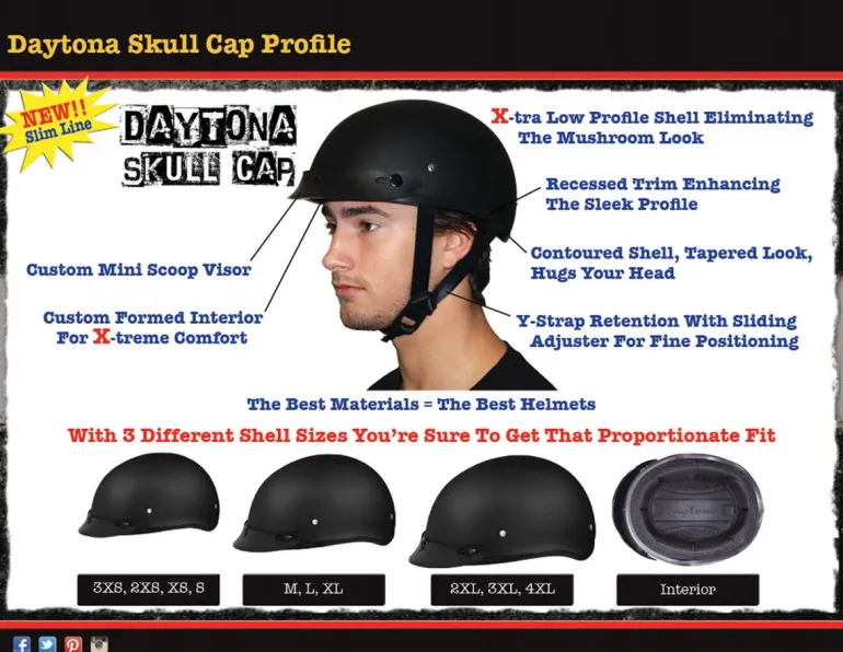 Daytona Skull Cap Helmet Hi-Gloss White